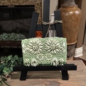 Handcrafted In India Beaded Shell Clutch Shoulder Bag Trend Floral Viral Tiktok